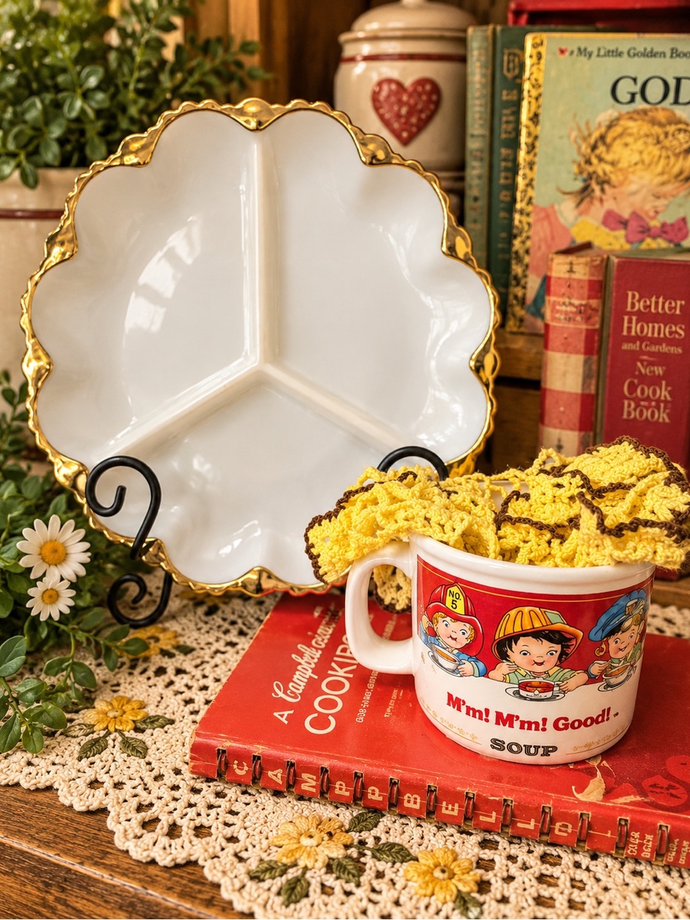 Anchor Hocking relish plate and Campbell’s soup bundle
